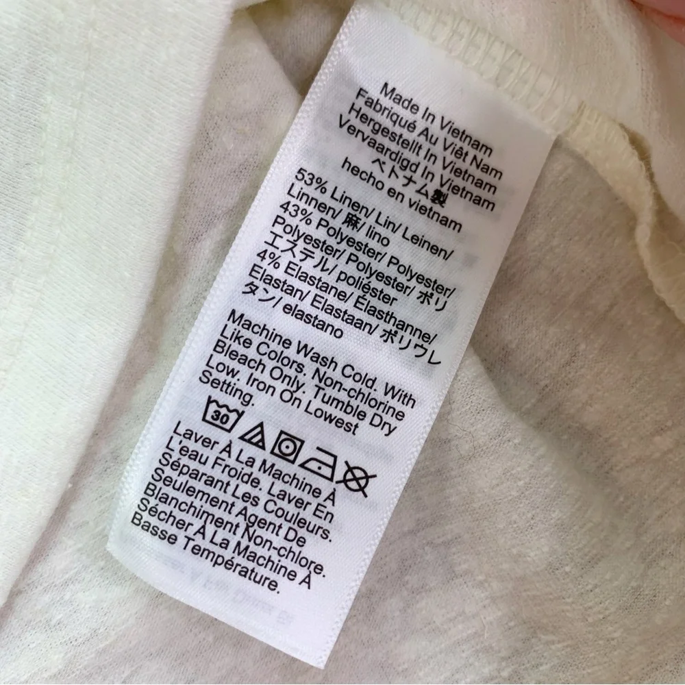 J Crew NWT High-neck tank top in stretch‎ linen blend in cream